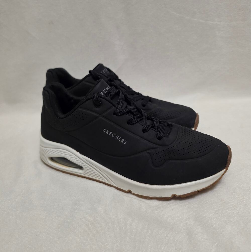 Skechers Street Uno Stand On Air Black Mens Sneakers Size 10 Wide Low Top